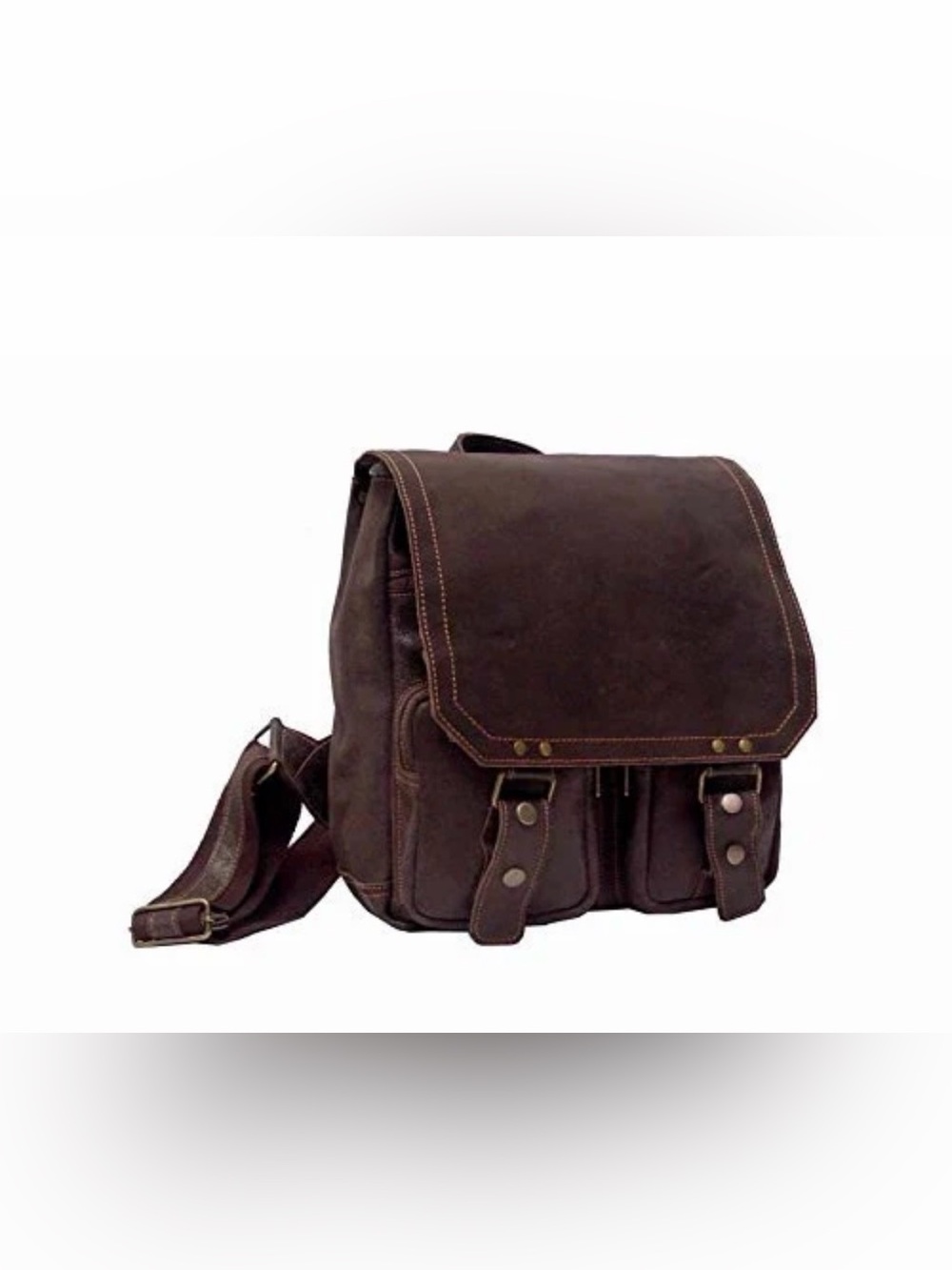 David King & Co Distressed Leather Laptop Messenger Backpack Brown-New-Fast